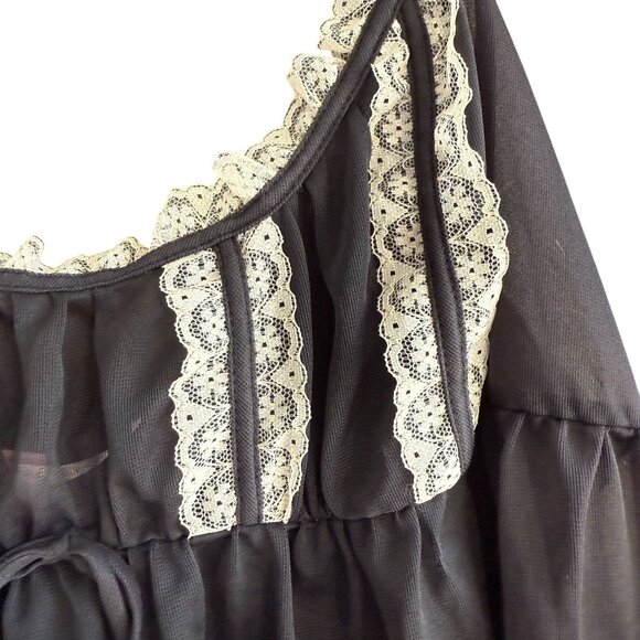 Victoria's Secret Mesh Lace Lingerie Nightie Sheer Babydoll Womens XL Black - Picture 3 of 10